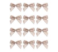 Italian Options Small Satin Ribbon Bows, Self Adhesive Bow Decorations for Crafts, Gift Wrap, Hampers, Hair Bows, Wedding Stationery, Floristry, Christmas, Cakes, Crafting, Taupe, 12 Pack, 5 cm