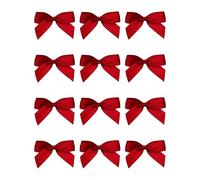 Italian Options Small Satin Ribbon Bows, Self Adhesive Bow Decorations for Crafts, Gift Wrap, Hampers, Hair Bows, Wedding Stationery, Floristry, Christmas, Cakes, Crafting, Ruby, 12 Pack, 5 cm