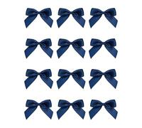 Italian Options Small Satin Ribbon Bows, Self Adhesive Bow Decorations for Crafts, Gift Wrap, Hampers, Hair Bows, Wedding Stationery, Floristry, Christmas, Cakes, Crafting, Navy, 12 Pack, 5 cm