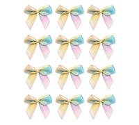 Italian Options Small Satin Ribbon Bows, Self Adhesive Bow Decorations for Crafts, Gift Wrap, Hampers, Hair Bows, Wedding, Floristry, Christmas, Cakes, Crafting, Pastel Rainbow, 12 Pack, 5 cm