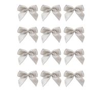 Italian Options Satin Ribbon Bows Self Adhesive 12-Piece Pack, 5 cm Bow Width, Silver