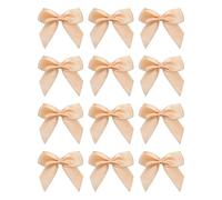 Italian Options Small Satin Ribbon Bows, Self Adhesive Bow Decorations for Crafts, Gift Wrap, Hampers, Hair Bows, Wedding Stationery, Floristry, Christmas, Cakes, Crafting, Peach, 12 Pack, 5 cm