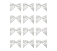 Italian Options Small Satin Ribbon Bows, Self Adhesive Bow Decorations for Crafts, Gift Wrap, Hampers, Hair Bows, Wedding Stationery, Floristry, Christmas, Cakes, Crafting, White, 12 Pack, 5 cm