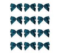 Italian Options Small Satin Ribbon Bows, Self Adhesive Bow Decorations for Crafts, Gift Wrap, Hampers, Hair Bows, Wedding Stationery, Floristry, Christmas, Cakes, Crafting, Teal, 12 Pack, 5 cm