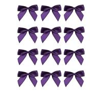 Italian Options Small Satin Ribbon Bows, Self Adhesive Bow Decorations for Crafts, Gift Wrap, Hampers, Hair Bows, Wedding Stationery, Floristry, Christmas, Cakes, Crafting, Aubergine, 12 Pack, 5 cm