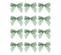 Italian Options Small Satin Ribbon Bows, Self Adhesive Bow Decorations for Crafts, Gift Wrap, Hampers, Hair Bows, Wedding Stationery, Floristry, Christmas, Cakes, Crafting, Sage Green, 12 Pack, 5 cm