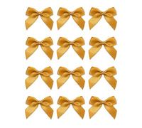 Italian Options Small Satin Ribbon Bows, Self Adhesive Bow Decorations for Crafts, Gift Wrap, Hampers, Hair Bows, Wedding Stationery, Floristry, Christmas, Cakes, Crafting, Antique Gold, 12 Pack, 5 cm