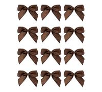 Italian Options Small Satin Ribbon Bows, Self Adhesive Bow Decorations for Crafts, Gift Wrap, Hampers, Hair Bows, Wedding Stationery, Floristry, Christmas, Cakes, Crafting, Brown, 12 Pack, 5 cm