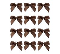 Italian Options Small Satin Ribbon Bows, Self Adhesive Bow Decorations for Crafts, Gift Wrap, Hampers, Hair Bows, Wedding Stationery, Floristry, Christmas, Cakes, Crafting, Brown, 24 Pack, 5 cm