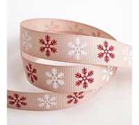 Italian Options Snowflake Christmas Ribbon 16mm x 5m Taupe