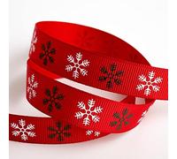 Italian Options Snowflakes Grosgrain Ribbon, Taupe Christmas Ribbon for Crafts, Gift Wrapping, Wreaths, Tree Decorations, Hair Bows, Taupe, 16 mm x 5 Metre Roll