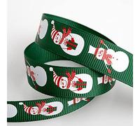 Italian Options Snowmen Grosgrain Ribbon, Christmas Ribbon for Crafts, Gift Wrapping, Wreaths, Tree Decorations, Hair Bows, Green, 16 mm x 5 Metre Roll