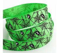 Italian Options Spider Web Halloween Grosgrain Ribbon - 16mm x 5 Metres - Green