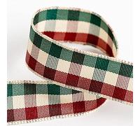 Italian Options Tartan Ribbon 16mm x 10M - Burgundy/Cream/Green