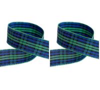 Italian Options Tartan Ribbon 16mm x 10M - Green/Blue (Pack of 2)