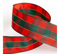 Tartan Ribbon 25mm x 10M - Red/Green