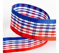 Italian Options Tartan Ribbon 25mm x 10M - Red/White/Blue