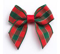 Italian Options Tartan Ribbon Bows 12-Piece Pack, 4 cm Bow Width, Red Green