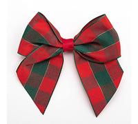 Italian Options Tartan Self-Adhesive Ribbon Bows 6-Piece Pack, 10 cm Bow Width, Red Green
