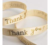 Thank You Ribbon Cream/Gold Satin (9mm x 20M)