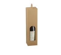 Italian Options Wine Box Gift Bag for 1 Bottle, Empty, Reusable Gift Box Wine Bags with Presentation Window for Gifts, Bottle Packaging, 90 x 90 x 340 mm, 2-Pack, Rustic Kraft