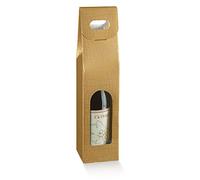 Italian Options Wine Box Gift Bag for 1 Bottle, Empty, Reusable Gift Box Wine Bags with Presentation Window for Gifts, Bottle Packaging, 90 x 90 x 385 mm, 2-Pack, Gold Silk