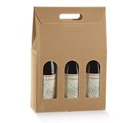 Italian Options Wine Box Gift Bag for 3 Bottles, Empty, Reusable Gift Box Wine Bags with Presentation Window for Gifts, Bottle Packaging, 270 x 90 x 385 mm, 1-Pack, Kraft