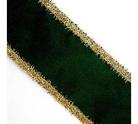 Italian Options Velvet Tinsel Christmas Ribbon - Wired Edge - Bottle Green (63mm x 10 M)
