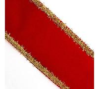 Italian Options Velvet Tinsel Christmas Ribbon - Wired Edge - Red (63mm x 10 M)