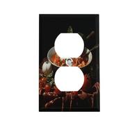 Italian Pasta Pictures Switch Plate Durable Stainless Steel Electrical Outlet Covers Unbreakable Modern Edge Decorative Duplex Wall Plates for Bedroom Kitchen Home