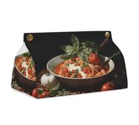 Italian Pasta Pictures Tissue Box Cover Modern PU Leather Tissue Case Stylish High-end Facial Paper Organizer Dispenser for Bathroom Vanity Countertop Nightstands Desk
