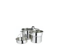KitchenCraft World of Flavours Pasta Pot with Strainer and Vegetable Steamer Basket in Gift Box, Induction Safe, Stainless Steel, 4 Litres, Silver