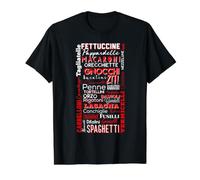 Italian Pasta Type Typography Spaghetti Lasagna Italy Design Value Graphic T-Shirt, Men, Black, L