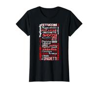 Italian Pasta Type Typography Spaghetti Lasagna Italy Design Value Graphic T-Shirt, Women, Black, XL