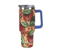 Italian Pepperoni Pizza Coffee Cup Travel Mug Car Insulated Water Bottle with Lid and Straw 40oz
