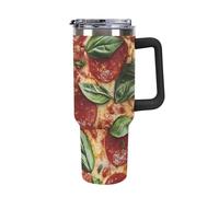 Italian Pepperoni Pizza Coffee Cup Travel Mug Car Insulated Water Bottle with Lid and Straw 40oz