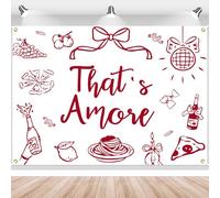 Italian Pizza Bridal Shower Party Decorations -That's Amore Backdrop, Thats Amore Party Decorations, Hand Drawn Italian Wedding Engagement Fabric Background Decor, 7 * 5ft