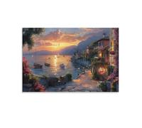 Italian Ports 3D Wall Art Fresh Look Abstract Harbor View Painting Pictures Print On Canvas Abstract The Picture For Home Modern Decoration Piece Ready To Hang 16x24inch(40x60cm)