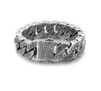 Italian Real Men Heavy S925 Sterling Silver Bracelets Unique Luxury Vintage Style Men's Silver Bracelet Chunk Chain Bracelets Beautiful Gift for My Husband, Son, Boyfriend, Dad, 8.6 in, Sterling