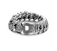 Italian Real Men Heavy S925 Sterling Silver Bracelets Unique Luxury Vintage Style Men's Silver Bracelet Chunk Chain Bracelets Beautiful Gift for My Husband, Son, Boyfriend, Dad, 7.8 in, Sterling