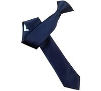 Italian Satin Skinny Thin Clip On Tie (Navy Blue)
