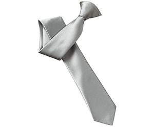 Italian Satin Skinny Thin Clip On Tie (Silver Grey)