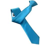 Italian Satin Skinny Thin Clip On Tie (Turquoise)