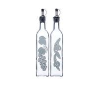 KitchenCraft World of Flavours Decorated Glass Oil and Vinegar Bottles, 500 ml, 2 Count (Pack of 1)