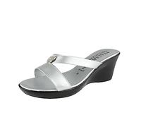 ITALIAN SHOEMAKERS Besy Women's Wedge Moderate Height Band Sandal, Silver, 5 UK