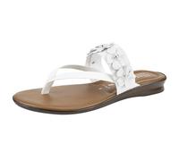 ITALIAN Shoemakers Claudie Women's low wedge Sandals with stretch comfort band, floral embellishment, and moderate wedge, White, 5 UK