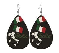 Italian Silhouette Teardrop Leather Earrings Ladies Print Pendant With Hook Fashion Vintage Party Daily Wear