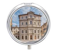 Italian Small Town Pill Box Waterproof Portable Medicine Pill Case Moisture Proof Metal Travel Pill Box with 3 Compartment Medicine Case