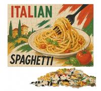 Italian Spaghetti Food Wooden Jigsaw Puzzle 300 Pieces, Family Activity | Puzzle for Adults: thoughtful Christmas gift for adults, quiet evening activity.