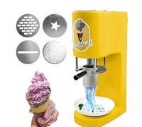 Italian Spaghetti Ice Cream Machine - 420ml Capacity Electric Ice Press with 4 Nozzles for Noodle/Ribbon/Spiral Shapes | Stainless Steel & ABS Material, Quick Extruder for Kids Party Treats (Yellow)